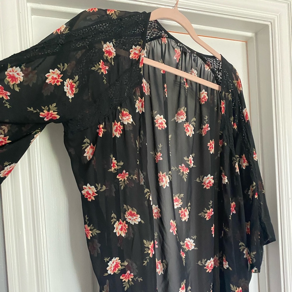 Express floral kimono swim cover up